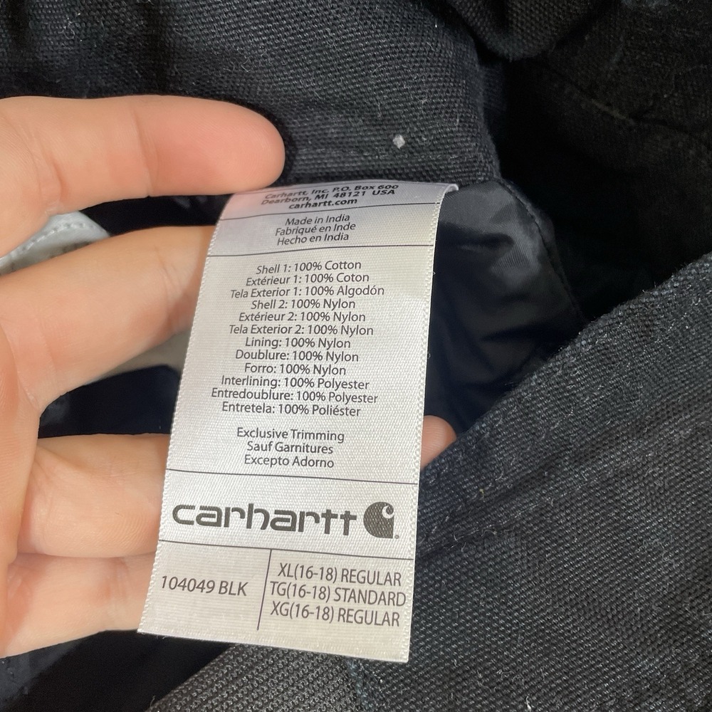 Carhartt Women XL Relaxed Fit Washed Duck Insulated Bib Overall Black 104049 BLK - Picture 5 of 10